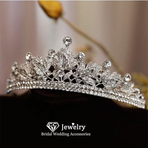 CC Crown for Women Wedding Hair Accessories Bridal Headdress Engagement Jewelry Leaf Shape Headpiece Mini Crowns Hairbands HG816