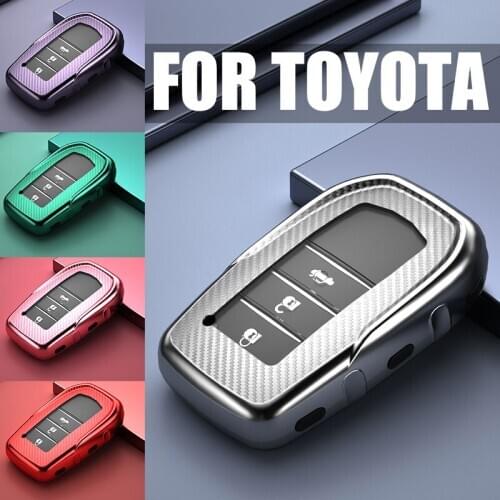 Car Key Cover Case for Toyota Hilux Vigo Rav4 Highlander Fortuner Land Cruiser Camry Corolla Crown Alphard Aygo Prius Keychain