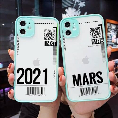 AIR Tickets Travel Label Country Phone Case For iPhone 12 11 Mini Pro XR XS Max 7 8 Plus X Matte transparent blue Back Cover