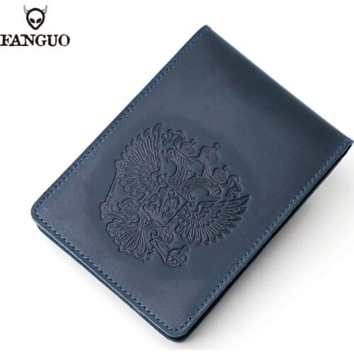 With Russian Embossed Driver License Case Cover Genuine Leather 3 Card Slots Holder Bag Auto Document Drivers License Wallet