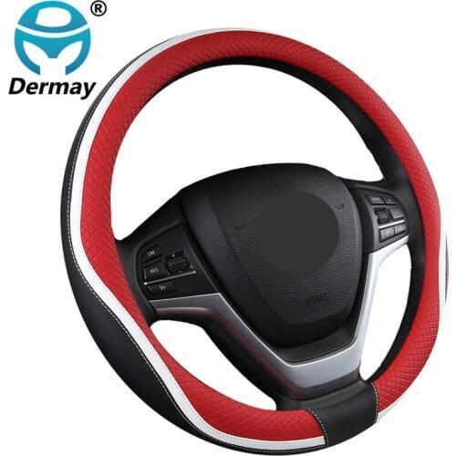 DERMAY New 6Colros Car Steering Wheel Cover Micro Fiber Leather M Size Fit 14-15" Steering Wheel 95% Cars Anti-Slip High Quality