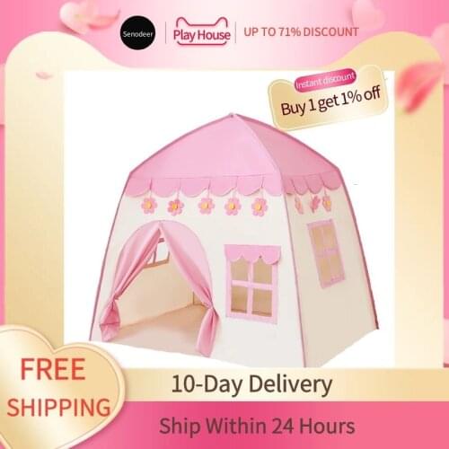 Childrens Tent Wigwam Folding Kids Tents Tipi Baby Play House Large Girls Pink Princess Castle Child Playpen Room Decor
