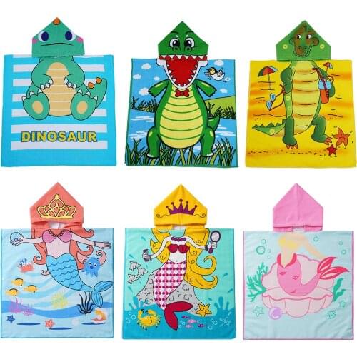 Childs Towel Bath Beach Towel Hooded Cute Cartoon Blanket Kids Swim Towels Coverup Poncho Cape Robe Baby Bath Gift Products
