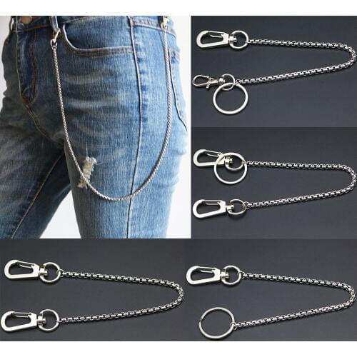 Long Metal Wallet More Styles Square Box Chain Leash Pant Jean Keychain Ring Clip Mens Hip Hop Stainless Steel Jewelry