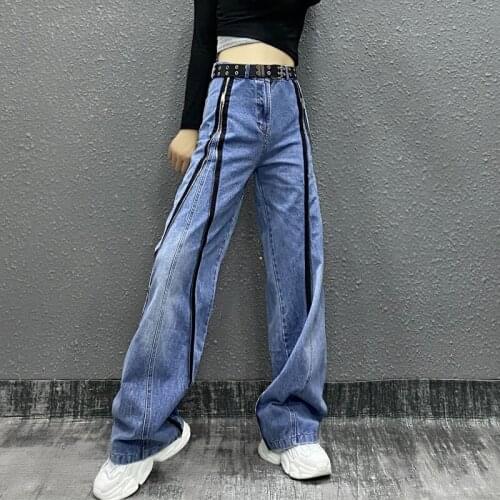 Summer Super Tide Street Style Zipper Jeans Women High Waist Denim Casual Wide Leg Pants For Female Fashion Clothes