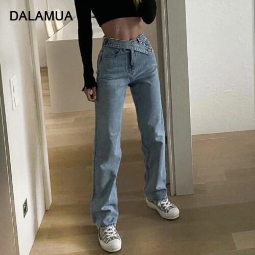 Jeans Women High Waist Cotton Zipper Denim Blue Black Vintage Wide Leg 2021 Autumn Fashion Casual Female Straight Pants Trousers
