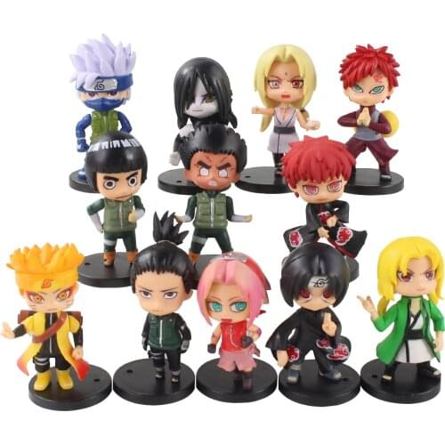 12pcs/Set 7-8cm Naruto Shippuden Anime Kakashi Tsunade Gaara Sakura Orochimaru Nara Shikamaru Action Figure Mini Model Toys Gift