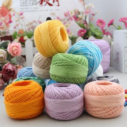 Hot Sale Cotton Yarn 50g/ball 8# 2ply Crocheting Thread DIY Colorful Thin Lace Yarn Hand Knitting Thread Sewing