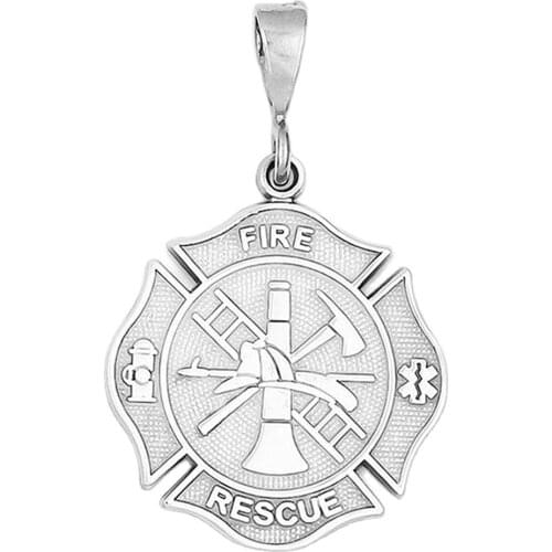 Rhodium Plated Fire Rescue Department Badge Charm 100 Pieces Lots Wholesale