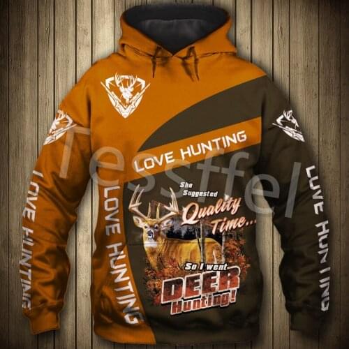 Tessffel 3D Printed Camo Hunting Deer Hunter Hoodies Sweatshirt Men Women Fashion Hooded Long Sleeve Streetwear Costume Style-2