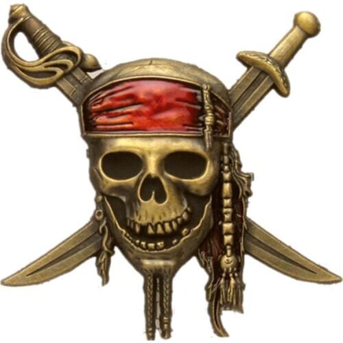Legend Caribbean Pirate Captain Jack Sparrow Skull Badge Metal Brooch Pin Motorcycle Punk For Cap Clothes Jacket Decoration