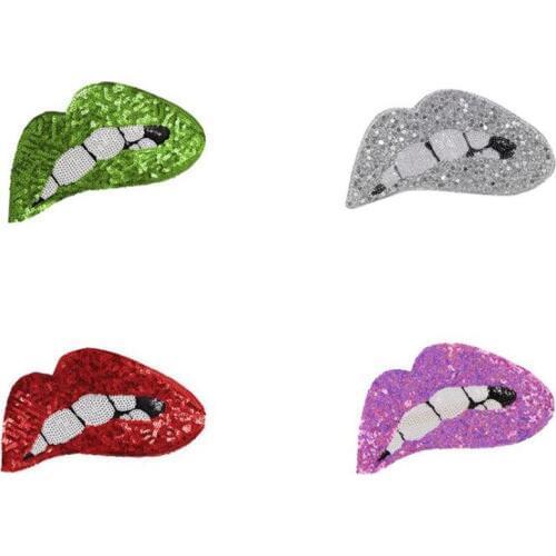 Clothing Women Shirt Top Diy Biker Patch Cartoon Lips Sequins deal with it T-shirt girls Iron on Patches for clothes 3D Stickers