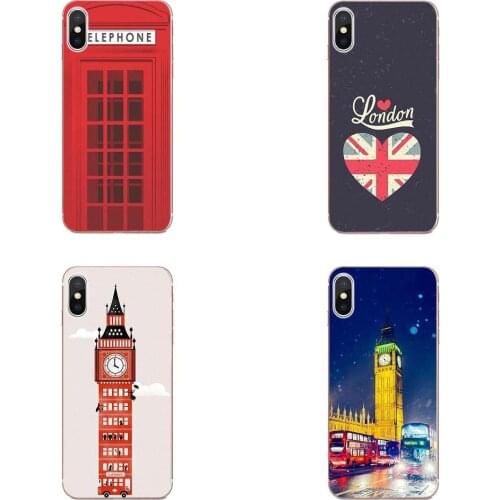 Transparent Cover Case For Samsung Galaxy A10 A20 A20E A3 A40 A5 A50 A7 J1 J3 J4 J5 J6 J7 2016 2017 2018 London Big Ben Bus
