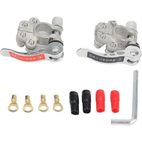 2 PCS Quick Disconnect Car Battery Main Cable Post Terminal Shut-off Connectors for 12v 6v 24v Boat Race Car UTV Tractor Truck
