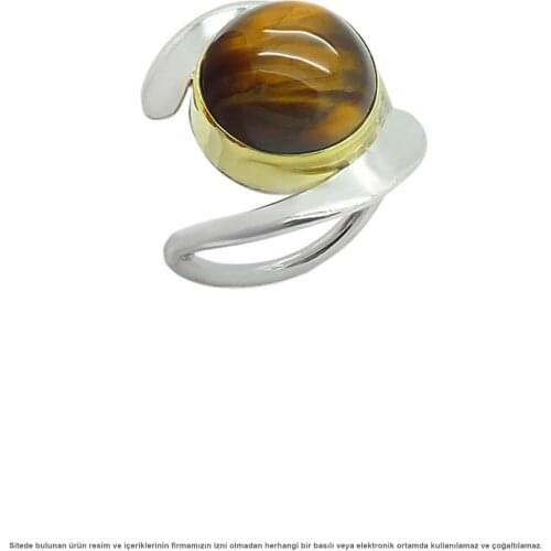 Silver Women 'S Lava Tiger Eye Stone Ring