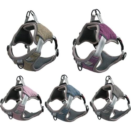 Dog Harness Breathable No Pull Adjustable Medium Large Naughty Dog Reflective Vest Pet Safety Training Lead Walking Running