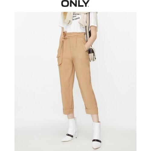 ONLY Womens Loose Fit Lace-up High-rise Crop Pants | 11936J507