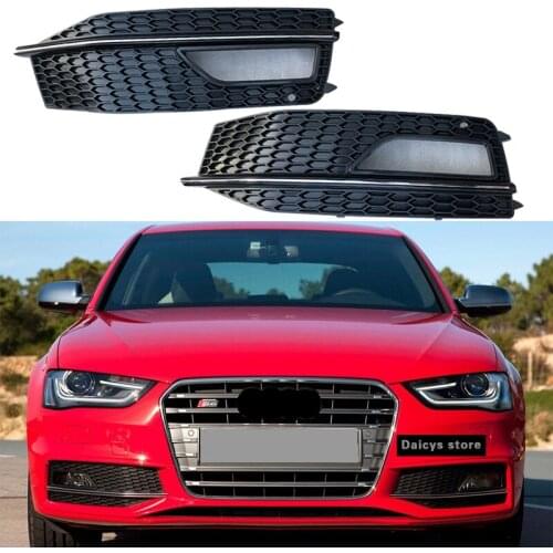 Replacement Honeycomb fog light grill front bumper grille side grills Black for 2013-2016 Audi S4 sline