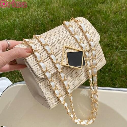 Driga Women New Chain Shoulder Bags New Woven Mini Square Handbags 2021 Summer Crossbody Bags Square Lock Messenger Fashion Bags
