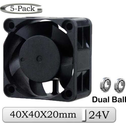 5Pcs Gdstime DC 24V 40x40x20mm 4cm Dual Ball Bearing Brushless Radiator Cooling Fan 40mmx20mm 40mm 3D Printer Exhaust Cooler Fan