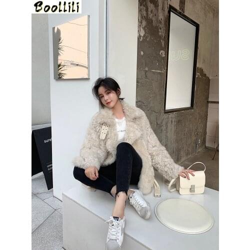 Boollili Natural Fur Coat Women 100% Wool Jacket Women Clothes 2020 Parka Real Fur Winter Coat Women Real Leather Jacket 2020