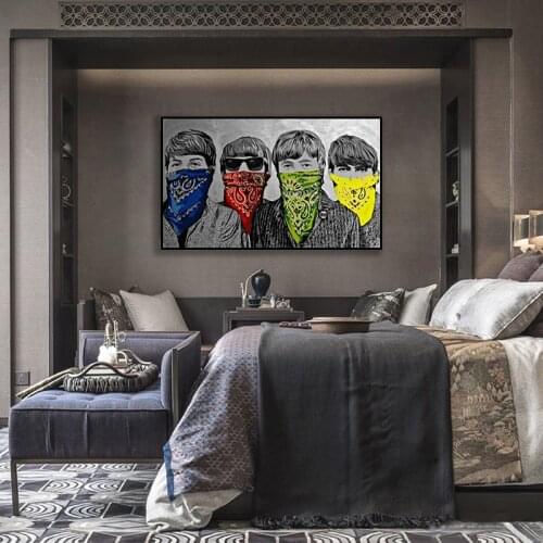 Famous Beatle Masked Watercolour Graffiti Nordic Canvas Painting Wall Art Poster Prints Street Picture Living Room Decoration