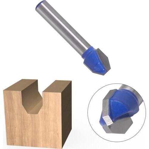 1Pcs 1/4 Shank V-shaped Straight Router Bit Trimming Milling Cutter Cemented Carbide for Wood Woodworking Tools 90