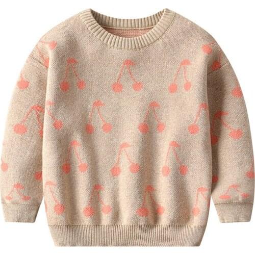 Baby Girl 2020 Cherry Print Knitted Sweater Baby Girls Baby Clothes Baby Girl Sweater Toddler Winter Clothes
