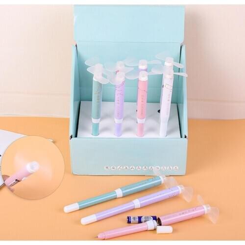 3Pcs/Set 2 in 1 Mini Handheld Cooling Fan 0.5mm Student Smooth Writing Gel Pen