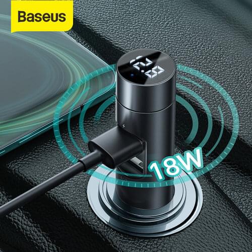 Baseus FM Transmitter Bluetooth Car Modulator Handsfree Car Audio Receiver 18W 2 USB Fast Charger Adapter Aux MP3 Radio Player