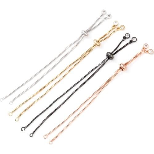 Pandahall 10pcs Brass Chain Bracelet Makings with Cubic Zirconia Cadmium Free & Nickel Free & Lead Free, Golden, 5"(125mm); 1mm