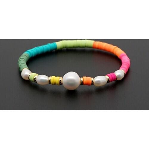 GO2BOHO Vinyl Heishi Bea Bracelet For Women Jewelry Pulseras Mujer 2020 New Freshwater Pearl Bracelets Pearls Handmade Armband