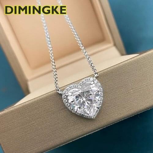 DIMINGKE100%-S925 Sterling Silver 10*10 Heart-shaped Pendant Necklace Woman Wedding Cocktail Party Birthday Gift