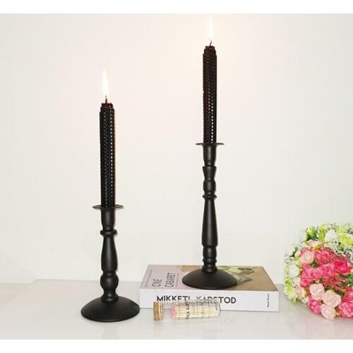 European Black Stick Candle Holders Home Romantic Dinner Candlestick Wedding Party Table Centerpiece Decoration Candle Stand