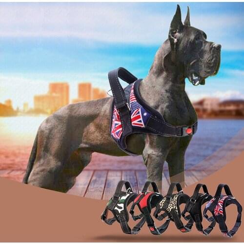 Personalized Dog Harness Collar Leash Reflective Breathable Adjustable Pet Harness For Small Large Dog Vest With Accessories