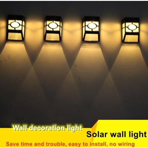 Retro Pastoral Wall Lamp IP65 Waterproof LED Solar Light Outdoors Pane Lamp Garden Light Corridor Rainproof Balcony Fence Lamp