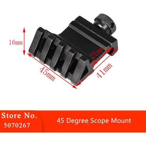 45 Degree Angle Tactical Scope Mount Aluminum Offset 4 Slot Side Rail RTS Sight Rail Airsoft 45mm Picatinny Laser Adapter