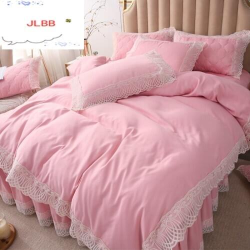 Bedding Set Christmas Gift Lace Bed Skirt Soft Home Textiles Bedroom Queen King size Student bed set