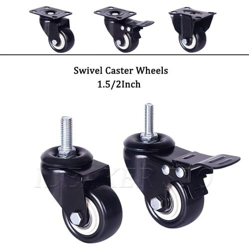 360 Degree Swivel Fixed Furniture Office Chair Caster Wheels Heavy Duty Industrial Caster M8/M10 x 25mm Threaded Stem Top Plate
