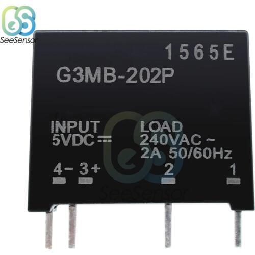 Relay Module G3MB-202P G3MB 202P DC-AC PCB SSR In 5V 12V 24V DC Out 240V AC 2A 50/60Hz Solid State Relay Module