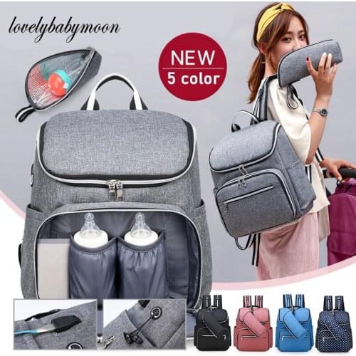 Waterproof Mummy Bag Diaper Bags High capacity Fabric Nappy Backpack Changing Pad Hooks Maternity with Baby Bottle Bag Keep Warm