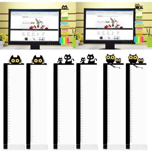 1 Pairs Cute Cartoon Acrylic Message Memo Notes Tabs Board with Ruler for Computer PC Laptop Television Monitor Screens