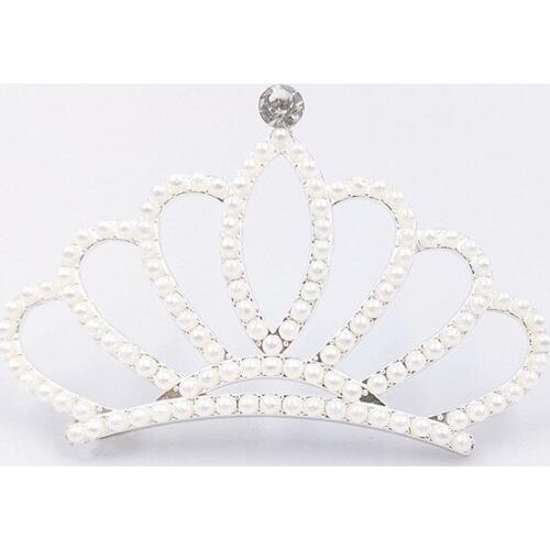 10 PCS 39*41mm Crown Bridal Decoration Metal Alloy Silver color Imitation Pearl Crown Connectors DIY Headwear Accessories