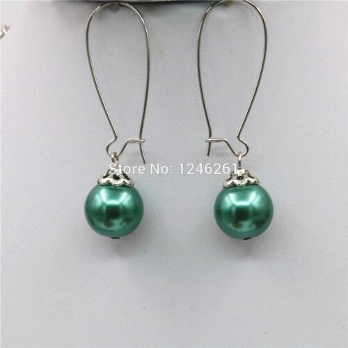 12mm Green Seashell Round Beads Earrings Girls Christmas Gifts Women Fashion Jewelry Making Design Accessories Crafts Ornaments