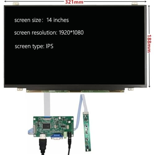 14 inch IPS Screen LCD Display with HDMI VGA Audio Driver Board Monitor for Raspberry Pi Banana/Orange Pi Mini computer