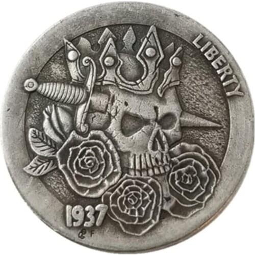 1937 Hobo Commemorative Coin Skull Coin Wanderer Rose Collectible Coin Crafts Coin Decoration Ornament Coin Cool