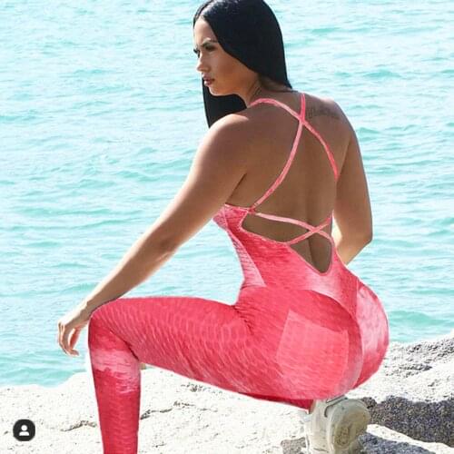 2021 Dye Pad Activewear Women Booty Jumpsuit Workout Clothes Push Up One Piece Pants Tracksuit Fitness Running Gym Yoga Set