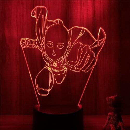 3D Lamp Anime One Punch Man Saitama Punching LED NightLight Figure 7 Colors Touch Table Bedroom Decor Night Light Gift