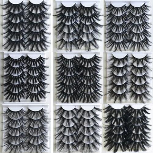 5 Pairs 25mm Mink False Lashes 3D Natural Long Fluffy Thick Wispy False Eyelashes Eyelash Extension Makeup Tools Wholesale