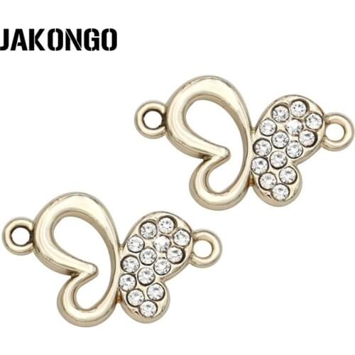 5PCS Gold Color Crystal Butterfly Connector for Jewelry Making Bracelet Accessories Findings Handmade DIY Craft 24x15mm